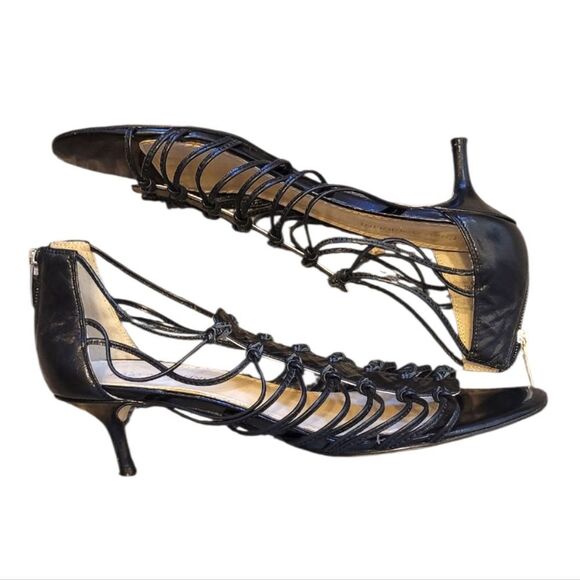 Enzo Angiolini Women's Black Strappy Y2K Kitten Heels Size 8M - Picture 3 of 7